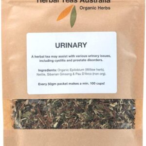 Herbal Teas Australia Organic ‘URINARY’ Tea 50gm – Organic Herbal Tea with Epilobium/min 100 cups from every packet