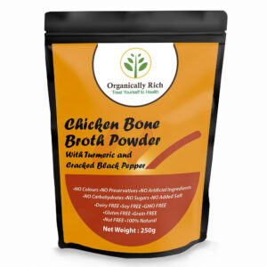 Chicken Bone Broth Powder – with Turmeric and Cracked Black Pepper – 250g