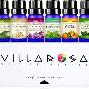 VILLAROSA™ Deluxe Series 100% Pure & Natural Essential Oils Gift Set – 6 x 10ml Value Pack