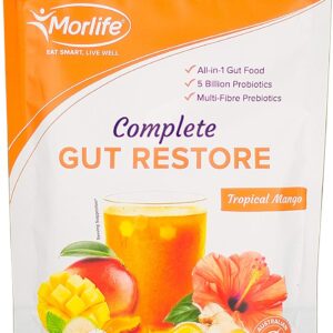 MORLIFE Gut Restore Mango 200g Australian Certified Organic | Total Gut Health Supplement for Women Men | Digestive Support Leaky Gut Lining Repair Powder with Fibre Prebiotics| Healthy Gut Probiotic