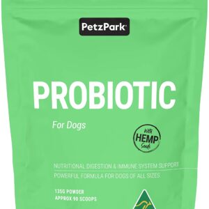 Probiotic For Dogs with Hemp  – for all Ages Breeds & Sizes – 100% Natural Ingredients Organic Certified – Made in Australia