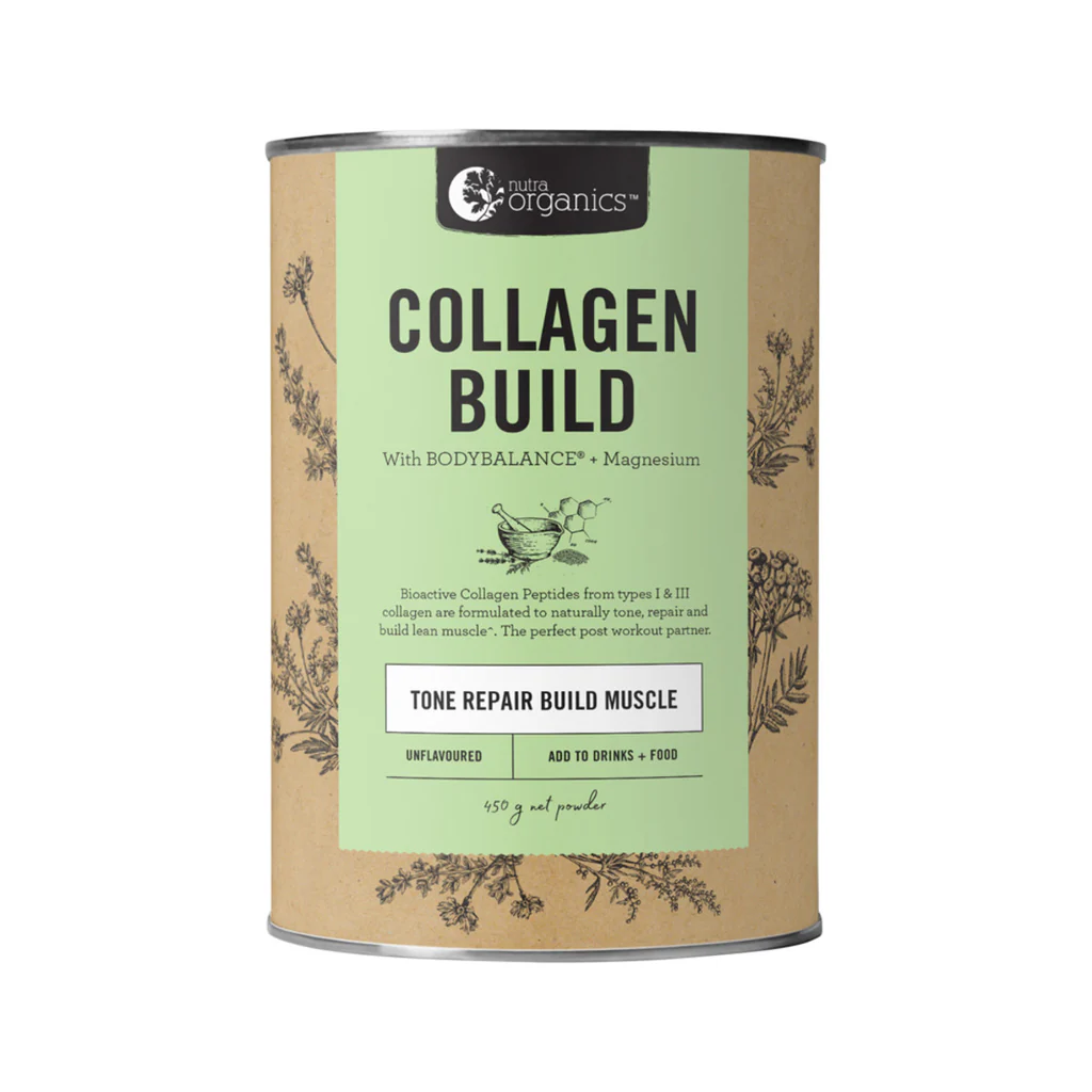 Nutra Organics – Collagen Build With Bodybalance Magnesium – TONE REPAIR BUILD MUSCLE – Unflavoured – 450g